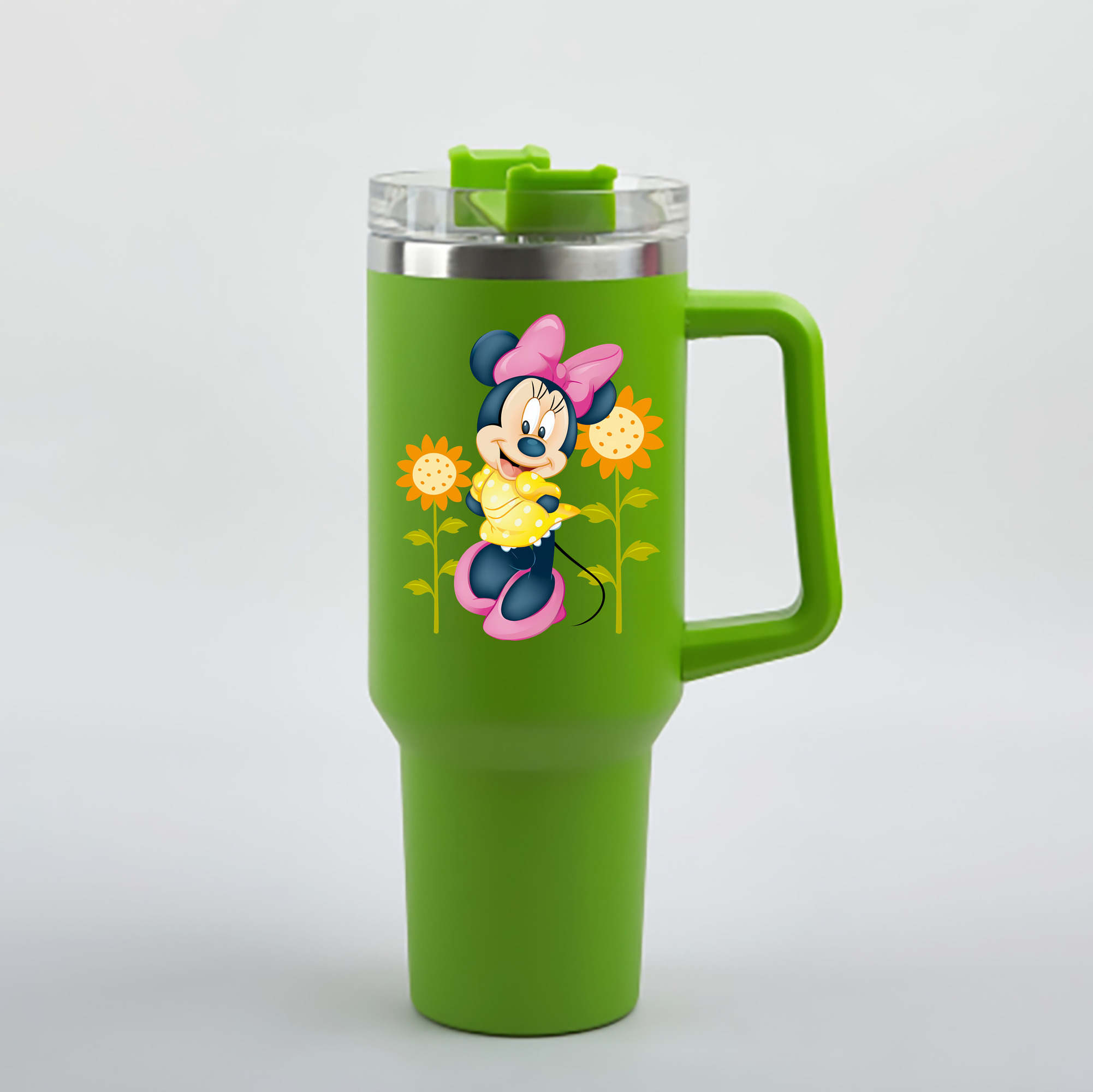 （画像用） ミッキーマウス Mickey Mouse 1200mL車用タンブラー - クリスタルステッカー（プラスチックストロー付き）